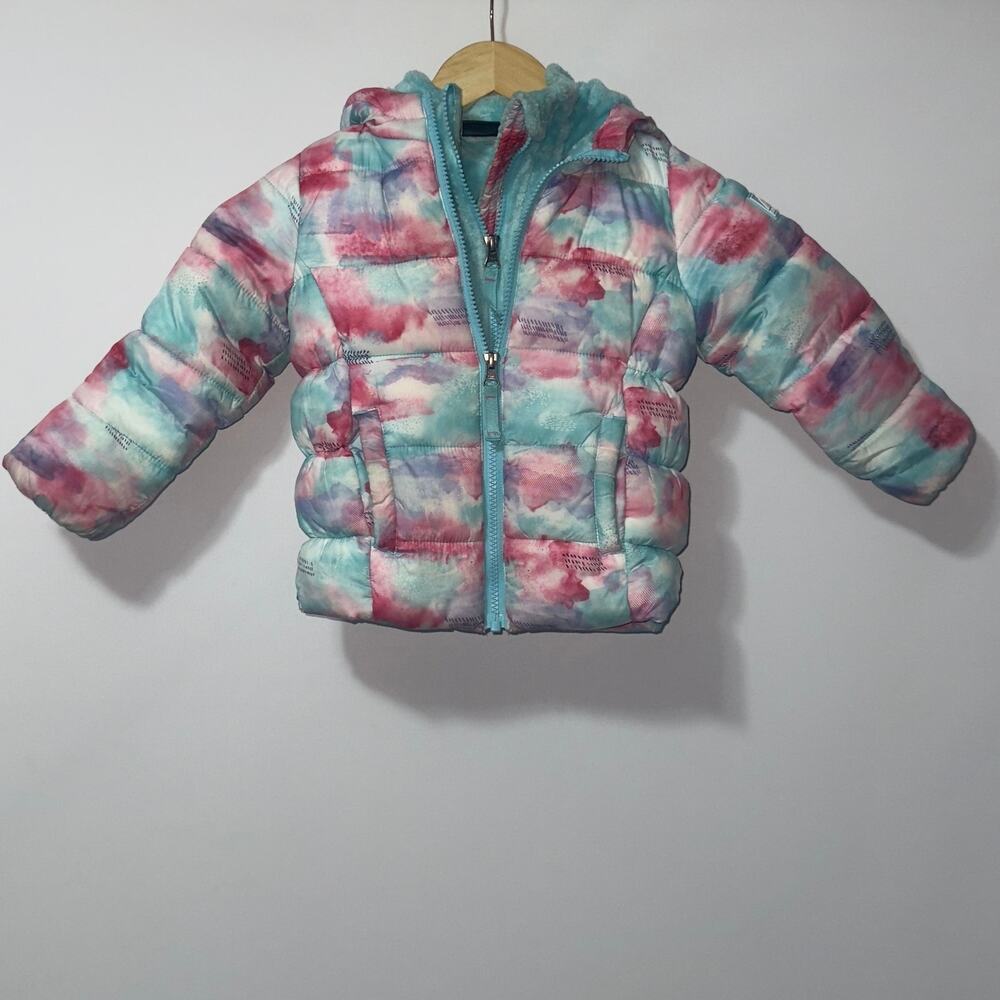 Snozu 2T Girls Hooded Puffer Jacket Pastel Tie Dye